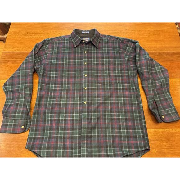 Large Pendleton Wool Lodge Shirt Manager Tartan Green Plaid - Picture 2 of 10